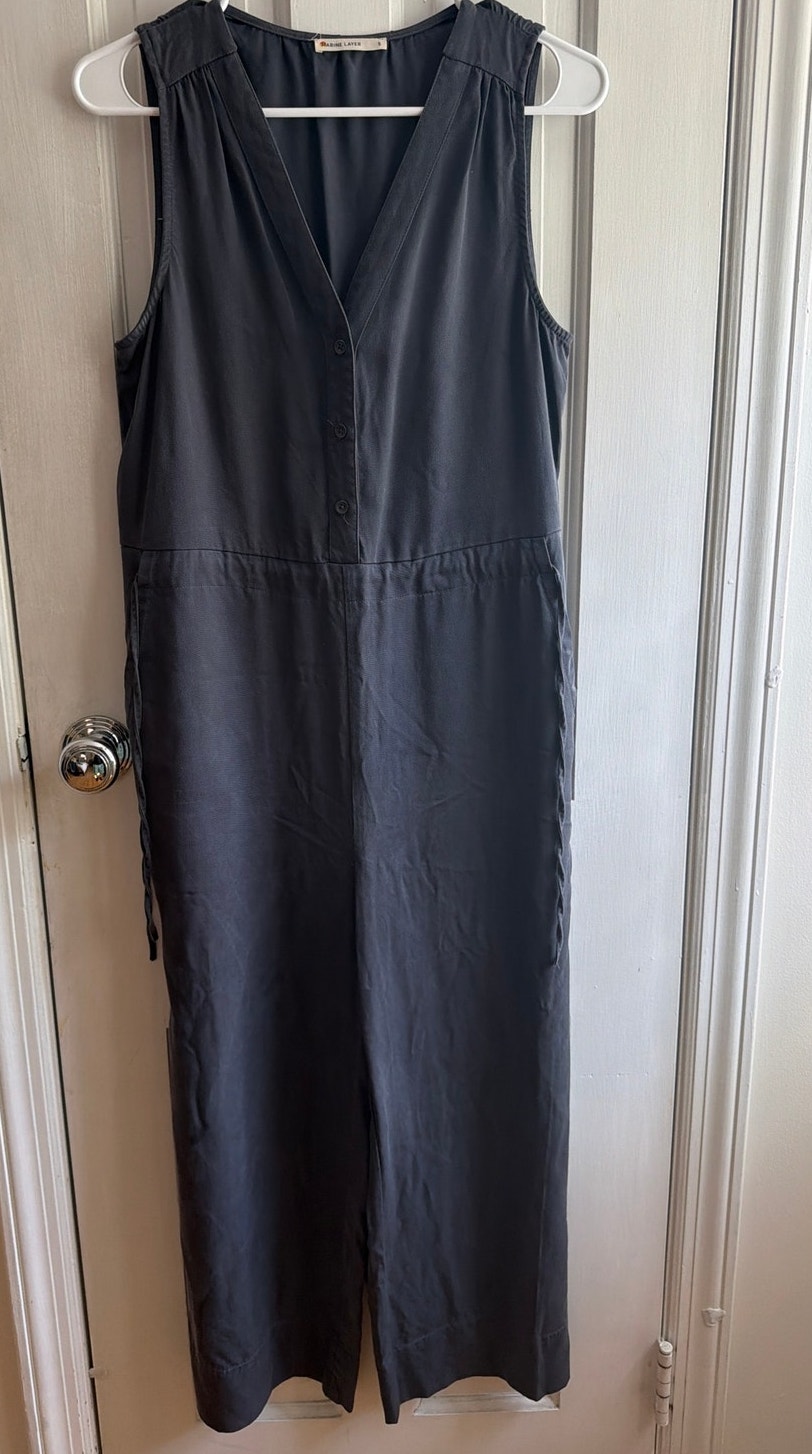 Marine Layer Size S Gray Tieback Button Front Romper